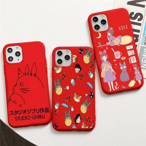 Totoro Spirited Away Ghibli Miyazaki Phone Case for iphone 12 pro max mini 11 pro XS MAX 8 7 6 6S Plus X 5S SE 2020 XR red case