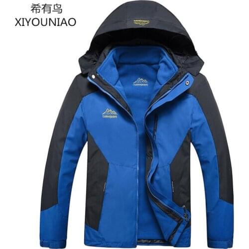 Mens 2 Pieces Winter Inner Fleece Jacket Outdoor Sport Skiing Hiking Windproof keep Warm Windbreaker Coat Male Jackets 8XL