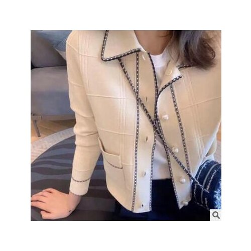 Elegant Lady Autumn Knitted Top Women Sweater Pearls Buttons Cardigan Good Quanlity Pull Femme Jersey Mujer
