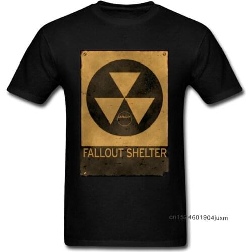 T-shirt 4 Men Fallout Shelter Tshirt Male Radioactive Symble Print Tops & Tees Punk 2019 Black T Shirt Old Busted Cotton Camisa