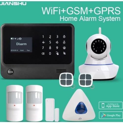 GSM WIFI Alarm System Wireless Burglar Alarm System Work With Wireless WIFI IP Camera Wireless Alarm System APP control alarm