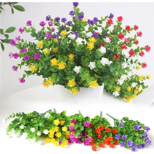 Artificial Flowers Outdoor Plant Simulation Eucalyptus Plastic Fake Flowers Greenery Window Home Yard Garden Wedding Decor