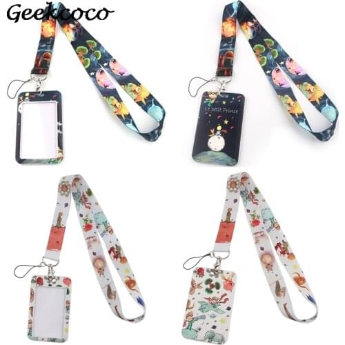 J2125 Cartoon Little Prince Lanyard Keychain keys Badge ID Mobile Phone Rope Kids Gifts Lanyard With Card Holder Cover