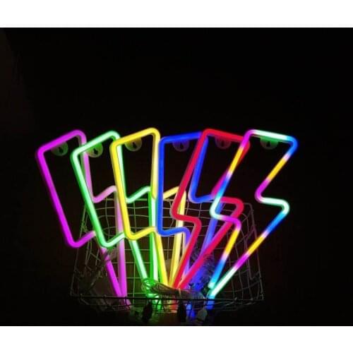 Battery box USB dual purpose LED lightning-shaped neon Small night light Pendant neon lights Decorative Background card lights
