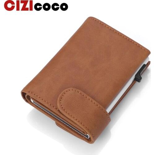 2020 Genuine Leather wallet Smart Business Card holder Rfid Men Credit Card Holder Metal Mini wallet dropshipping