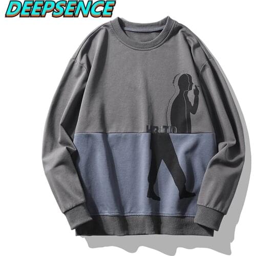 Men 2021 New Spring And Autumn Hight Street Print Patchwork Sweatshirts Men Loose Fit Polyester Party Hoodies Sweatshirts Men