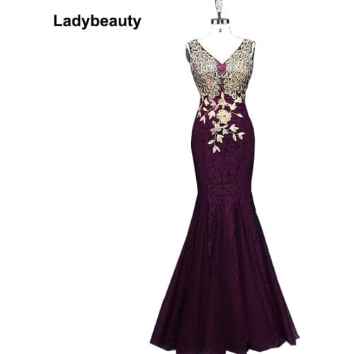 2018 New Design Evening Dresses Royal Blue Appliques Dresses See-through Back Prom Party Dress Vestidos De festa Free Shipping