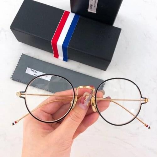 New York Brand Thom Eyeglasses Frame Retro Round TBX915 Myopia Men Women Titanium Alloy Gafas Optical Glasses With Original Box