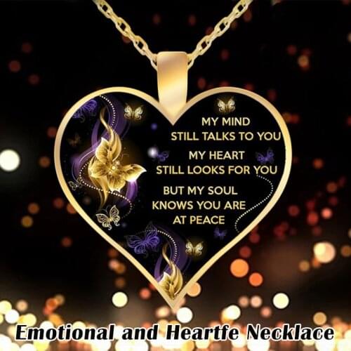 Emotional and Heartfelt Necklace with Mind Heart Soul Inscription My Mind Still Talks To You Necklace RERI889