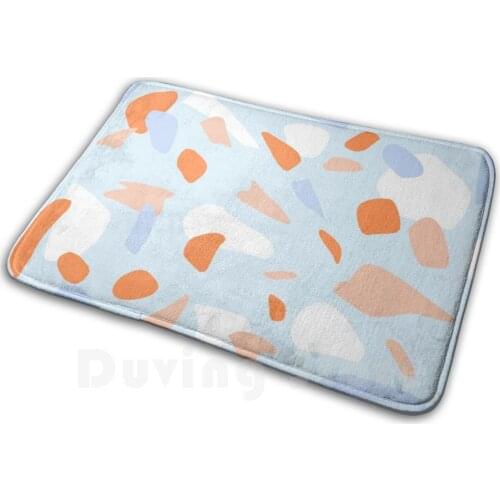 Pastel Blue Terrazo Soft Non-Slip Mat Rug Carpet Cushion Pink Terrazzo Pastel Color Blue White Cute Soothing Calm