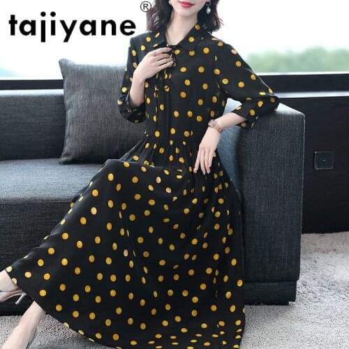 For Dress Black Women 100% Silk Long Dress Elegant High Quality Woman Real Silk Dresses Womens Clothing Robe TN2534