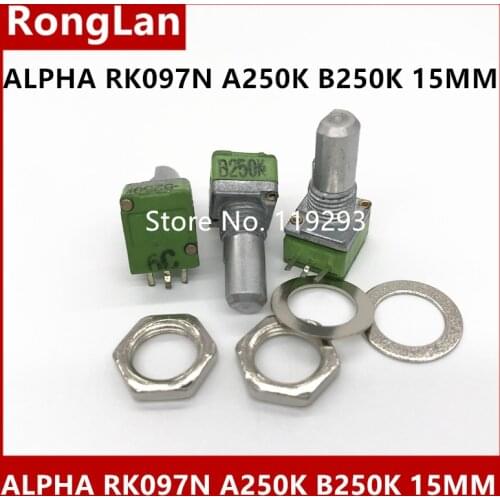 Taiwan ALPHA RK097N type single handle long sleeve 15MMF potentiometer B250K-10PCS/LOT