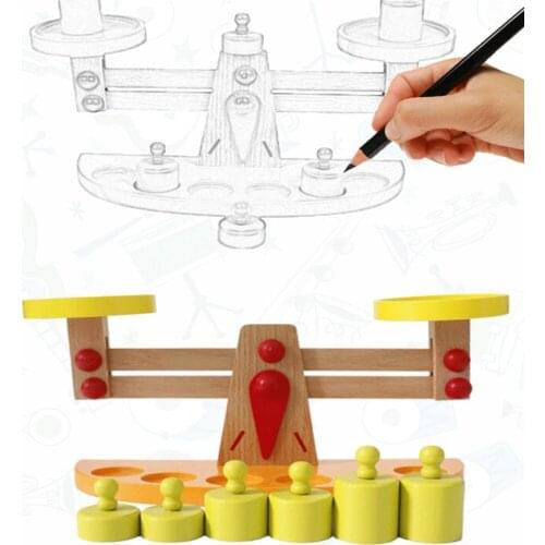 Colorful Montessori Teaching Wooden Toys For Children Scales Baby Balance Game Wooden Learning Education Toy