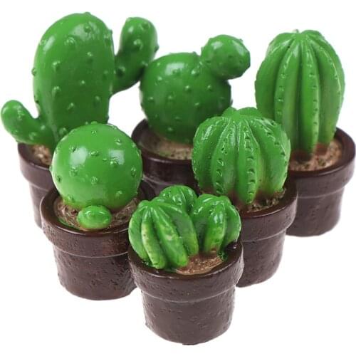 5pc/set Lifelike Mini Artificial Fleshy Cactus Plant Micro Landscape Decorative Miniature Figurines DIY Potted Garden Home Decor