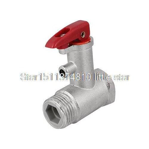 Silver Tone Red Replacement 1/2 PT Male Thread 0.7Mpa Water Heater Safety Valve