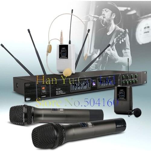 Top Quality EW240 4 Channel Wireless Microphones System UHF Karaoke System Cordless four handheld Mic bodypack Home party