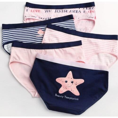 Women Panties Stripe Cotton Underwear Cute Printed Starfish Intimate Plus Size Briefs Breathable Underpants lingerie UW17