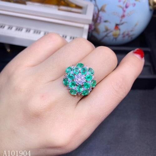 KJJEAXCMY boutique jewelry 925 sterling silver inlaid natural emerald female luxury ring support detection