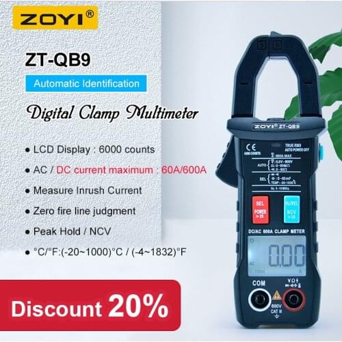 OUTEST ZT-QB9 Clamp Meter DC/AC 600A current measurement TRMS Auto-Rang Voltage Ammeter Hz Ohm NCV Tester DMM Multimeter