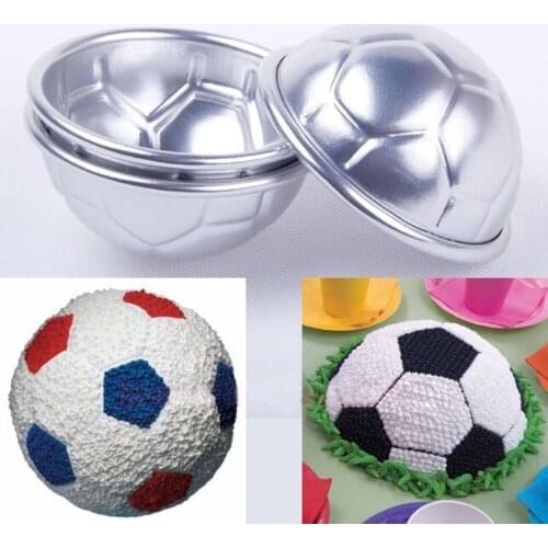 1 Pcs DIY 3D Football Shape Bath Bomb Cake Mold Aluminum Ball Sphere Non-toxic Cake Chocolate Pan Mold Kitchen Baking Tools 7cm
