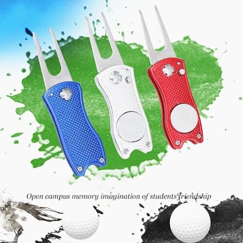 2021 New Mini Foldable Golf Tool Marker Pitch Cleaner Golf Divot Pitchfork Putting Green Fork Golf Ball Tools Golf Accessories
