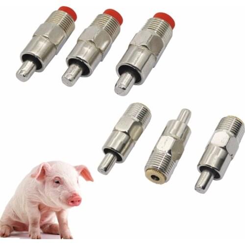 5Pcs 1/2" High Quality Stainless Steel Adult Pig Head Nipple Drinking Fountain Pig Farming Equipment Automatic Feed Water