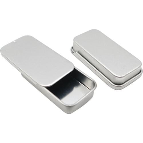 1pc 51*10*26mm Mini Iron Box Slide Cover Storage Box Wedding Jewelry Pill Cases Portable Tin Boxes Container Cosmetic Organizer