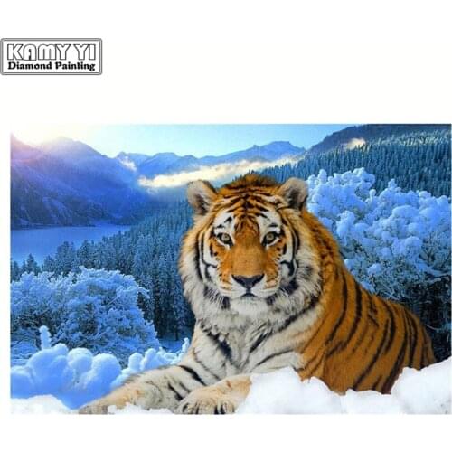 5D DIY Diamond embroidery Cross stitch Tiger Full Square/Round Diamond mosaic Diamond painting decoration HYY