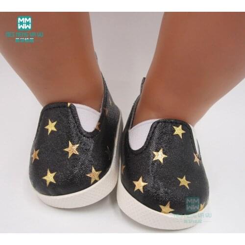 7.5cm Baby shoes for doll fit American doll and new born dolls Accessories fashionable Black plate shoes