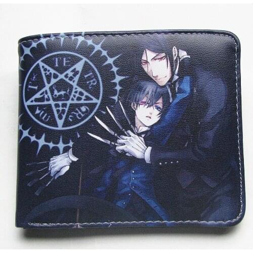 Black Butler Anime Short Wallet Sebastian Michaelis and Ciel Phantomhive Bifold Wallet Coin Purse Gift