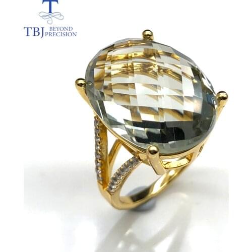 925 sterling silver Big green amethyst Rings natural good color gemstone special cuting fine jewerlry anniversary gift for women