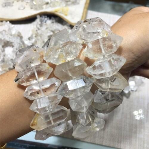 Energy crystal natural stones and minerals herkimer diamond bracelet clear quartz crystal bracelet rough Reiki healing crystals