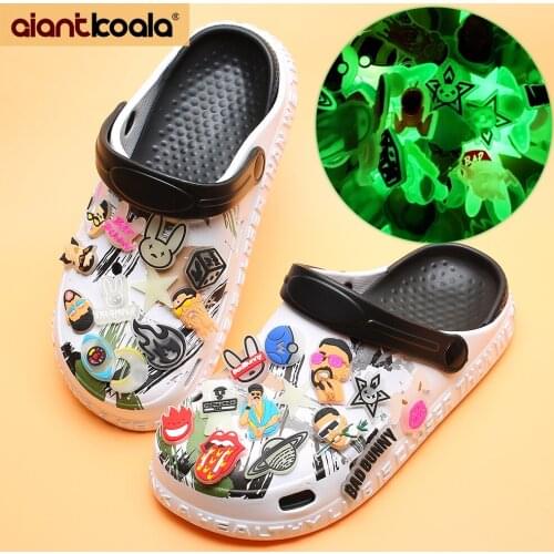 Hot Sale 1Pcs Luminous PVC Shoe Charms Fluorescence Cute Bunny Star Ornaments Glowing Shoe Accessories Decorations Kids Gift