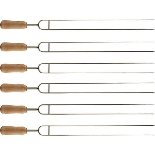 6pcs Stainless Steel U-Shaped Barbecue Brazing Fork Needle Grilling Skewers Double Prong BBQ Tools