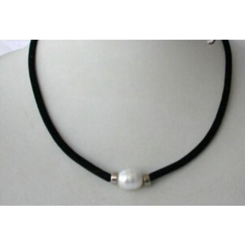 Jewelry Free Shipping stunning 11mm white baroque freshwater cultured pearl necklace