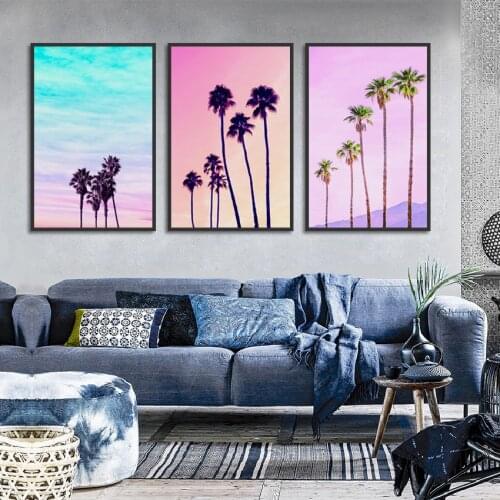 Beautiful Sky Poster Print Canvas Painting Palm Tree Travel Picture Home Wall Art Graffiti Modern Art Room Decoration Custom