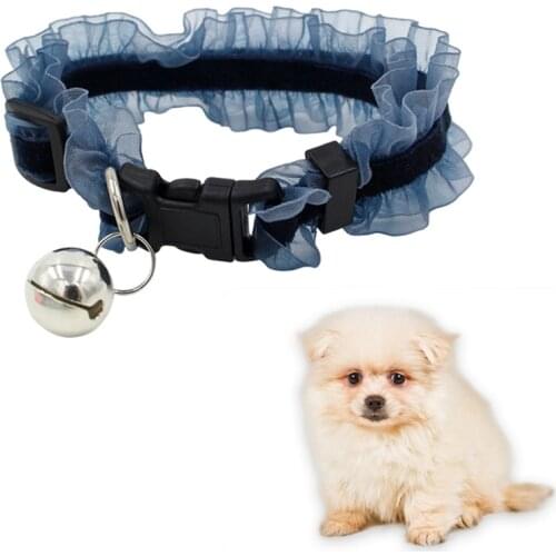 Legendog Lace Pet Collar With Bell Sweet Pet Supply Pet Neck Ring Elasticity Velvet Lace Pet Neck Strap Necklace Cat Collar