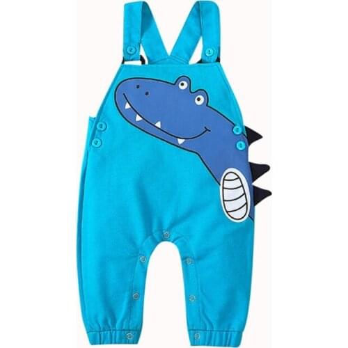 Summer Baby Girl Boy Cartoon Animal Print Suspenders Pants Kids Overalls Cartoon Dinosaur Overalls 2021 Ins