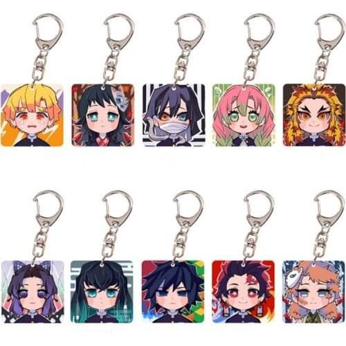 New Anime Demon Slayer Kimetsu No Yaiba Acrylic Keychain Funny Cartoon Cute Brinco Transparent Pattern Jewelry Accessories Gift