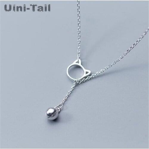 New listing 925 sterling silver simple cat bells short necklace fashion flow necklace cute sweet beauty gift preferred