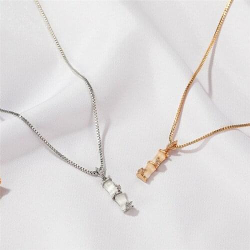 New Design Bamboo knot Crystal Pendant Necklace For Women Girls Fashion Geometric Charms Choker Jewelry party Gifts