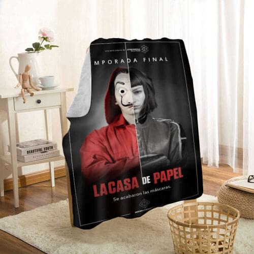 La Casa De Papel Blanket Personalized Blankets On For The Sofa/Bed/Car Portable 3D Blanket For Kid Home Textile Fabric 0406