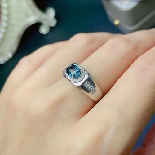 Natural Swiss Blue Topaz Simple Rings,5*7mm Oval Cut,925 Sterling Silver White Gold Fine Jewelry for Womens Gift