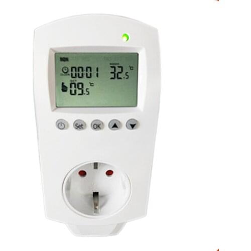 Programmable Digital Electric Floor Heating Thermostat 16A Plug in Thermostat with European Socket Outlet Temperature Controller