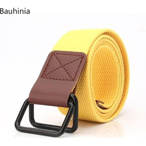 2021 New Youth Fashion Denim Double Buckle Plus High Quality Trousers Belt 122.5x3.8cm Trend Men/Women Canvas Belt