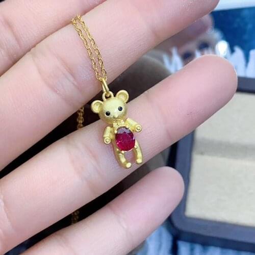 Ruby necklace with pendant Natural And real ruby Free shipping 925 sterling silver Pendant