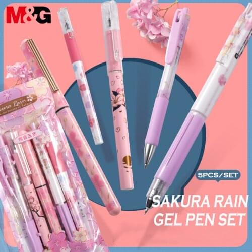 M&G Sakura Rain 0.35/0.38/0.5mm Rollerball Pen Cute Roll Gel Pens Quick-Dry Ink Fine Signature Pen School Office Gift Stationery