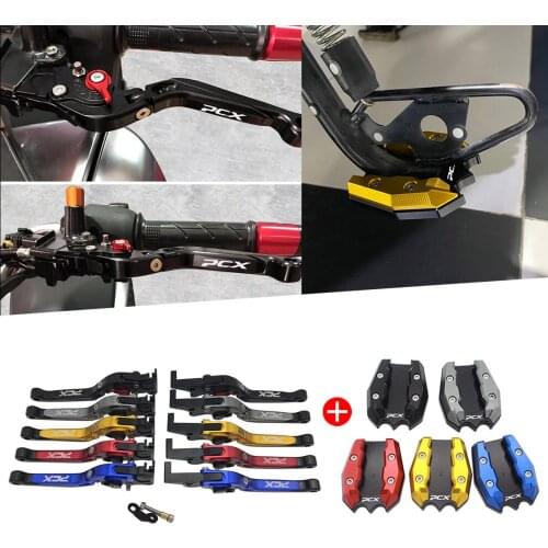 Folding Extendable Brakes Clutch Lever with Parking function for Honda PCX 125 PCX 150 2010-2020 Side Stands Kickstand Pads