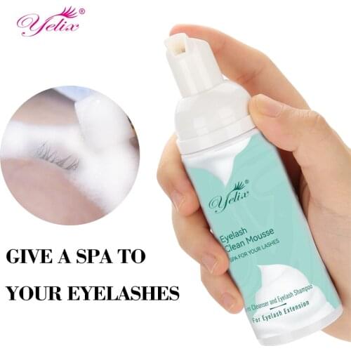 Yelix 60ml Lash Extension Shampoo Cleaning Brush Eyelash Prolong Lash Cleanser Concentrate Makeup Mascara Remover Cleaning Foam