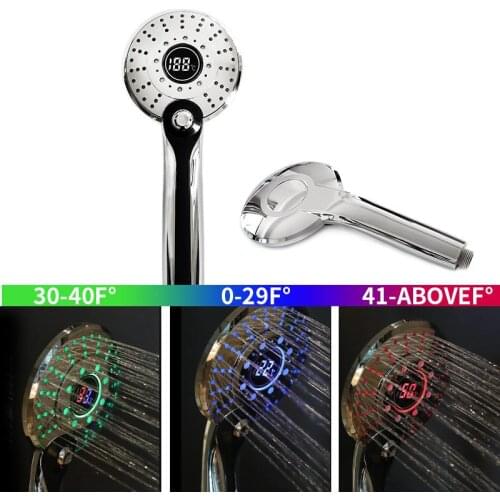 Led Shower Head Light High Pressure Set Temperature Display Spray Water Faucet Saving Handheld For Bathroom Hose Rainfall Nuzzle